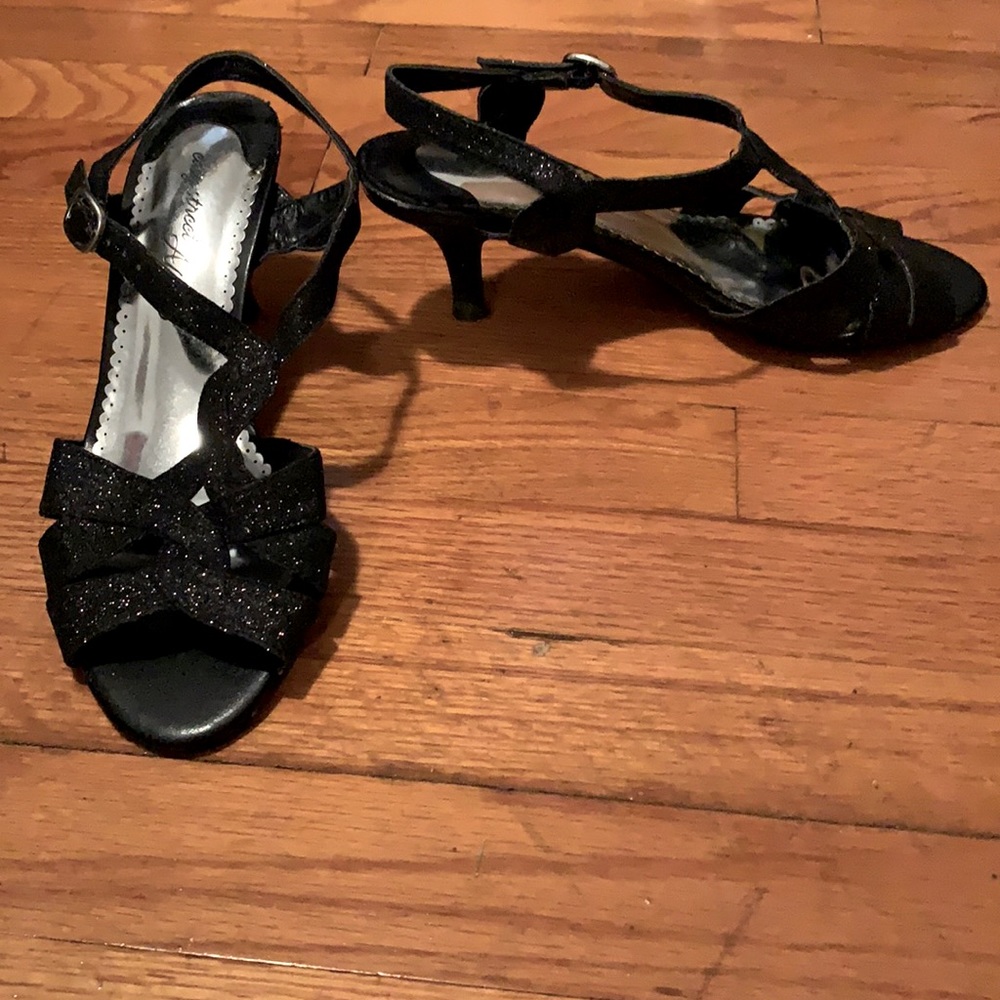 Sparkly black kitten heels